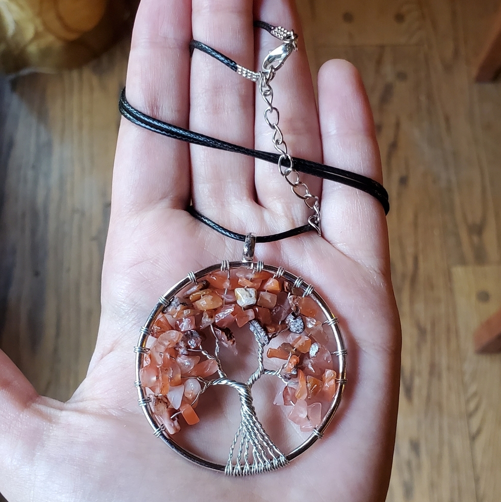 NWOT Tiger Eye Silver Tree of Life Necklace - Picture 7 of 7